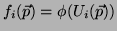 $f_i(\vec{p})=\phi(U_i(\vec{p}))$