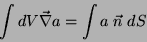 \begin{displaymath}
\int dV \vec{\nabla}a=\int a\;\vec{n}\;dS
\end{displaymath}