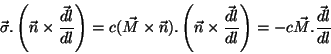 \begin{displaymath}
\vec{\sigma}.\left(\vec{n}\times\frac{\vec{dl}}{dl}\right)=...
...mes\frac{\vec{dl}}{dl}\right)=
-c\vec{M}.\frac{\vec{dl}}{dl}
\end{displaymath}