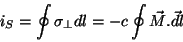 \begin{displaymath}
i_S=\oint \sigma_{\perp}dl = -c\oint\vec{M}.\vec{dl}
\end{displaymath}